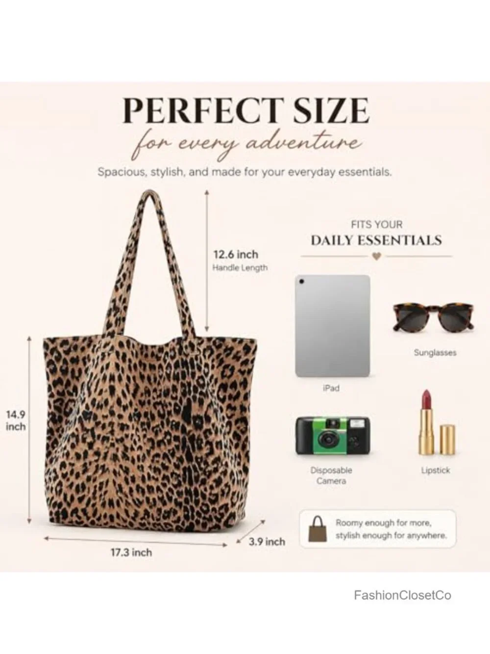 Women's Leopard Print Canvas Hobo Bag Lightweight Shoulder Tote for Work School